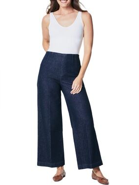SPANX Zero Waistband Crop Wide Leg Jeans Size Medium High Waist Capsule Wardrobe